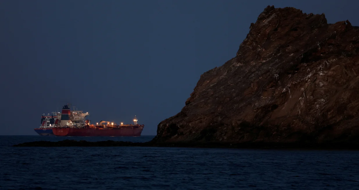 The Callisto tanker sits anchored as the traffic is down in the Strait of Hormuz, amid the U.S.-Israeli conflict with Iran, in Muscat, Oman, March 10, 2026. REUTERS/Benoit Tessier/Benoit Tessier