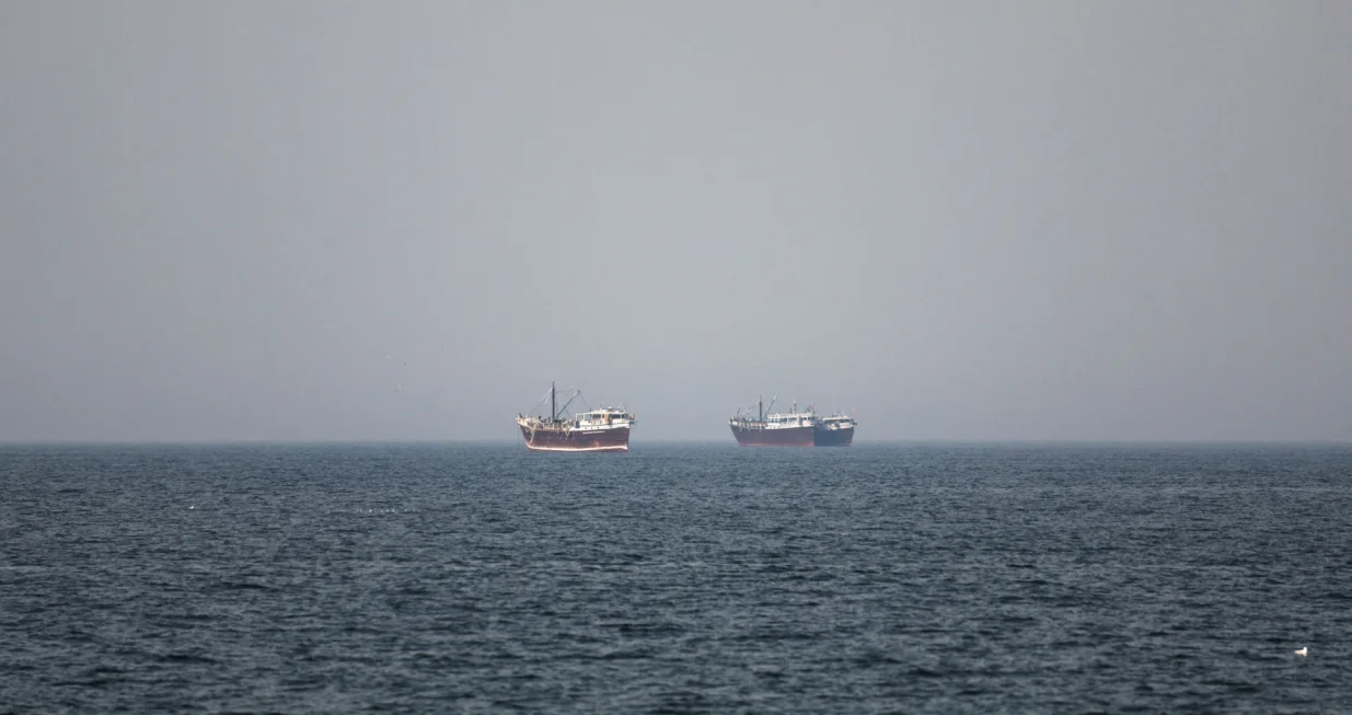 Boats in the Strait of Hormuz amid the U.S.-Israeli conflict with Iran, as seen from Musandam, Oman, March 2, 2026.REUTERS/Amr Alfiky  TPX IMAGES OF THE DAY/Amr Alfiky