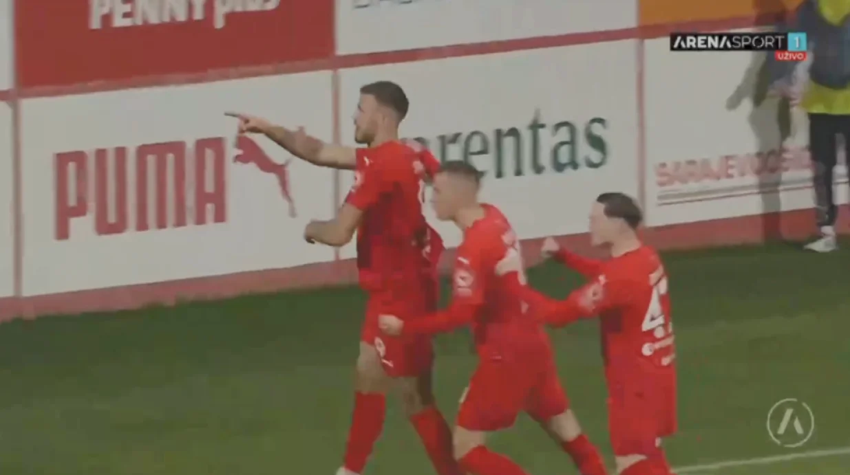 Velež postiže gol za izjednačenje (FOTO: Arena Sport)/Foto: 