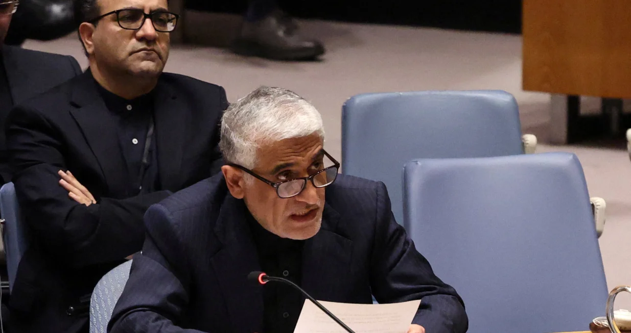  Amir-Saeid Iravani, Iran's Ambassador to the United Nations, addresses members of the United Nations Security Council on resolutions on the situation in Iran and the Middle East at U.N. headquarters in New York City, U.S., March 11, 2026. REUTERS/Shannon Stapleton/Shannon Stapleton