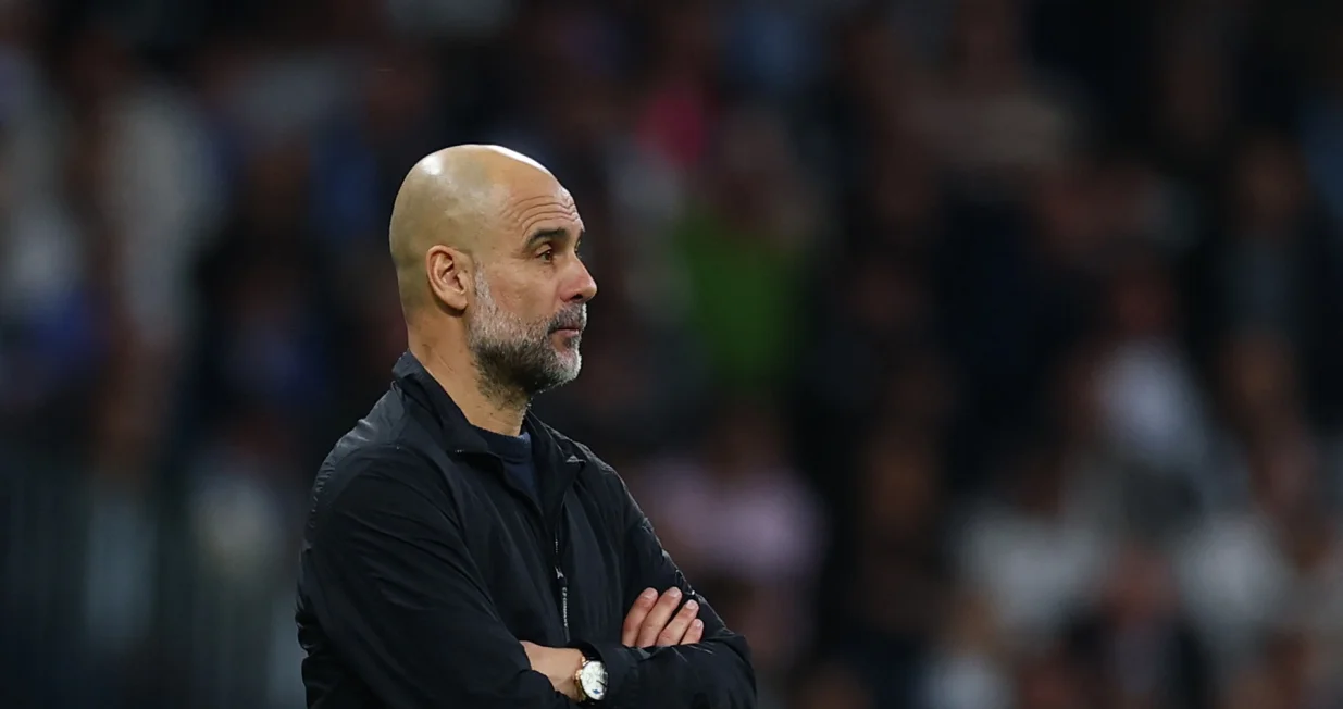 Soccer Football - UEFA Champions League - Round of 16 - First Leg - Real Madrid v Manchester City - Santiago Bernabeu, Madrid, Spain - March 11, 2026 Manchester City manager Pep Guardiola looks on Action Images via Reuters/Matthew Childs/Foto: Matthew Childs