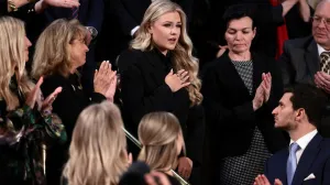 Erika Kirk, the widow of slain conservative activist Charlie Kirk, reacts during U.S. President Donald Trump's State of the Union address to a joint session of Congress at the U.S. Capitol in Washington, D.C., U.S., February 24, 2026. REUTERS/Evelyn Hockstein/Evelyn Hockstein