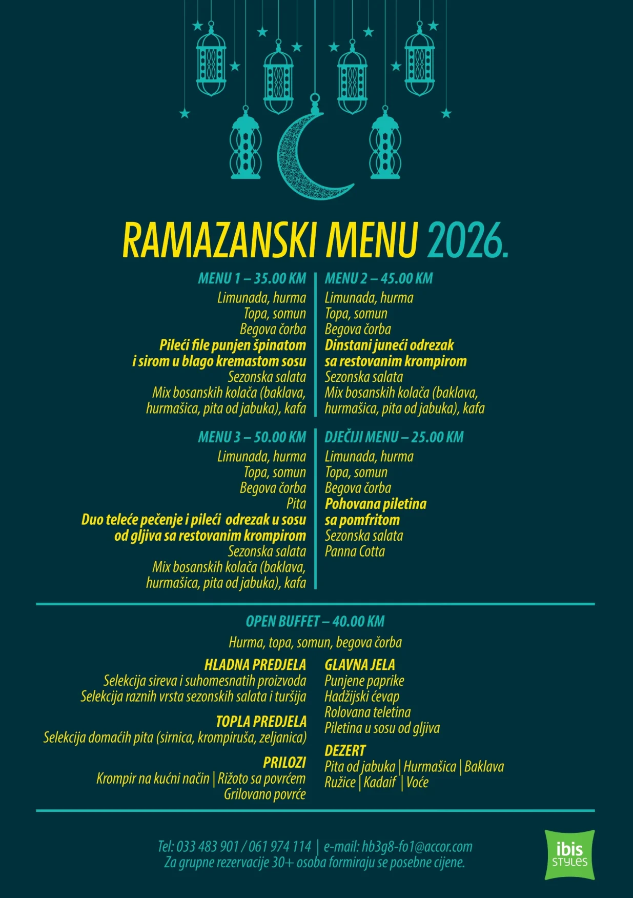 Ibis Styles hotel iftarski menu//