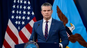 U.S. Secretary of Defense Pete Hegseth holds a briefing amid the U.S.-Israeli conflict with Iran, at the Pentagon in Washington, D.C., U.S., March 2, 2026. REUTERS/Elizabeth Frantz/Elizabeth Frantz