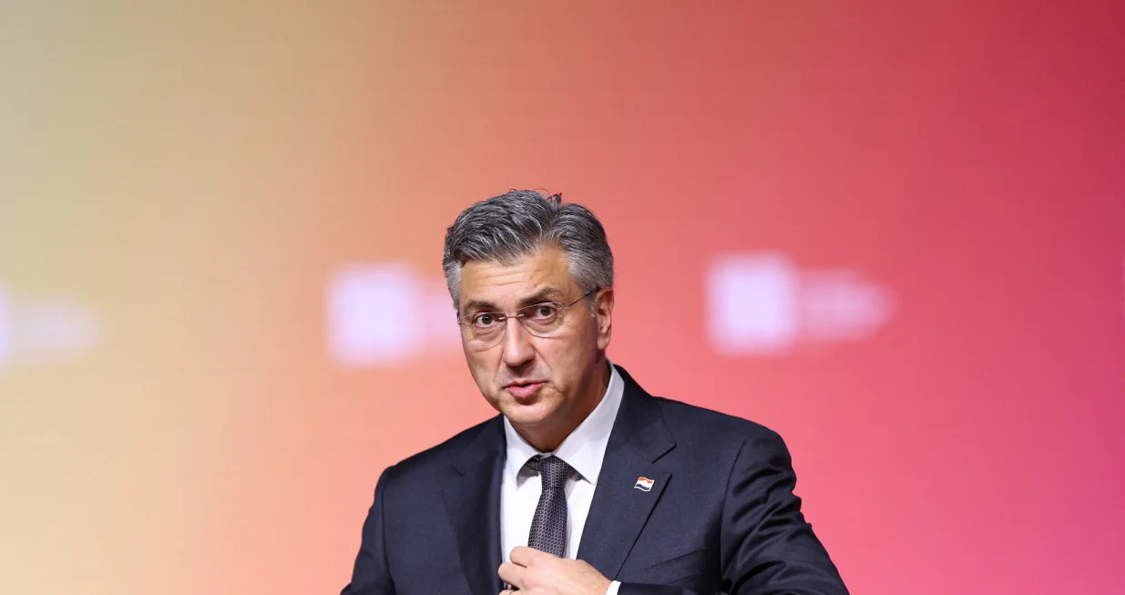 Croatia's Prime Minister Andrej Plenkovic delivers a speech during the opening plenary session at the IAEA Nuclear Energy Summit in Paris, France, March 10, 2026. REUTERS/Abdul Saboor/Pool/Abdul Saboor