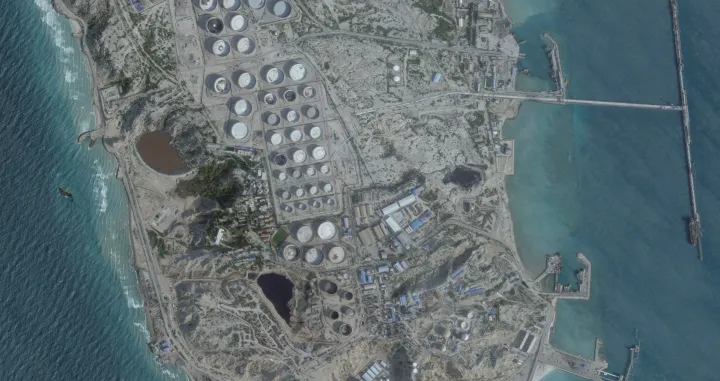 A satellite image shows an oil terminal at Kharg Island, Iran, February 25, 2026. 2026 Planet Labs PBC/Handout via REUTERS THIS IMAGE HAS BEEN SUPPLIED BY A THIRD PARTY. MANDATORY CREDIT/2026 Planet Labs Pbc