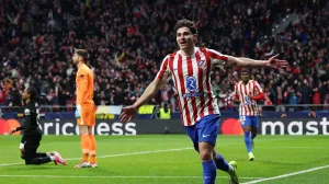 Soccer Football - UEFA Champions League - Round of 16 - First Leg - Atletico Madrid v Tottenham Hotspur - Riyadh Air Metropolitano, Madrid, Spain - March 10, 2026 Atletico Madrid's Julian Alvarez celebrates scoring their fifth goal REUTERS/Violeta Santos Moura  TPX IMAGES OF THE DAY/Foto: Violeta Santos Moura