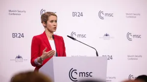 European Union High Representative for Foreign Affairs and Security Policy and European Commission Vice-President Kaja Kallas speaks during the last day of the Munich Security Conference (MSC) in Munich, Germany, February 15, 2026. REUTERS/Liesa Johannssen REFILE - CLARIFYING KAJA KALLAS' TITLE/Liesa Johannssen