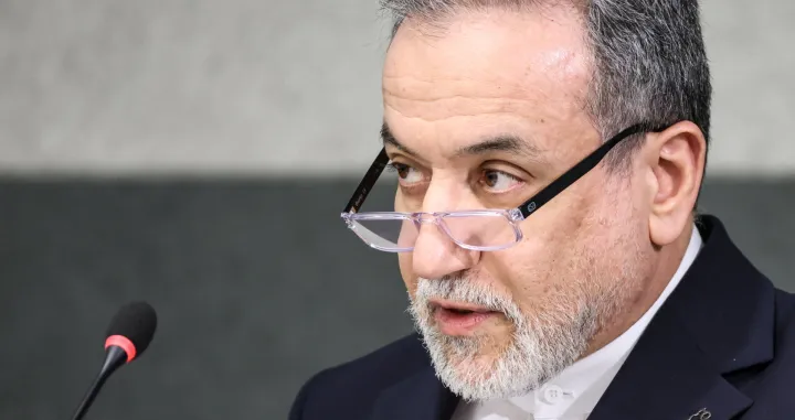 Iran's Foreign Minister Abbas Araghchi addresses a special session of the Conference on Disarmament at the United Nations, aside of U.S.-Iran talks in Geneva, Switzerland, February 17, 2026. REUTERS/Pierre Albouy/Pierre Albouy