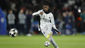 Soccer Football - UEFA Champions League - Round of 16 - First Leg - Paris St Germain v Chelsea - Parc des Princes, Paris, France - March 11, 2026 Paris St Germain's Ousmane Dembele during the warm up before the match Action Images via Reuters/Peter Cziborra/Foto: Peter Cziborra