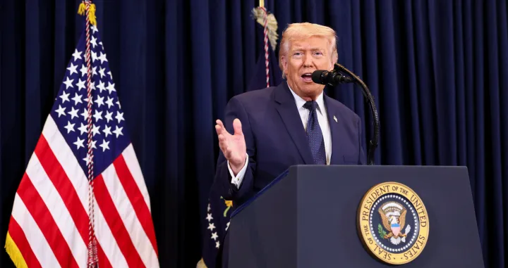U.S. President Donald Trump speaks during a press conference at Trump National Doral Miami in Miami, Florida, U.S., March 9, 2026. REUTERS/Kevin Lamarque/Kevin Lamarque