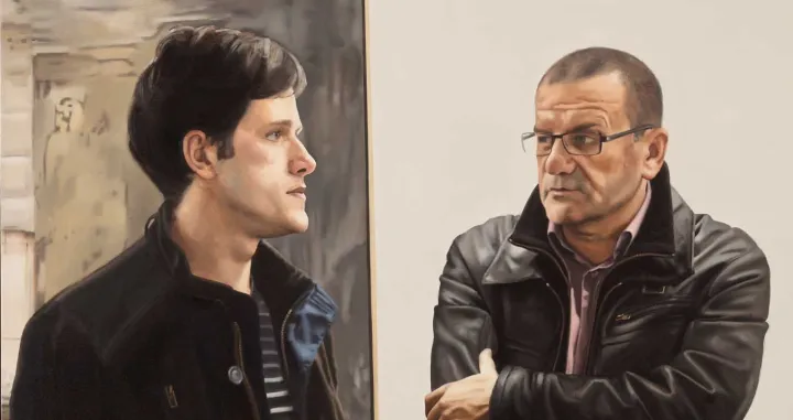 Stjepan &Scaron;andrk: "Župan i Pavlović na I. Zagrebačkom biennalu slikarstva", 2012. /GORAN VRANIĆ/Photographergoran Vranic