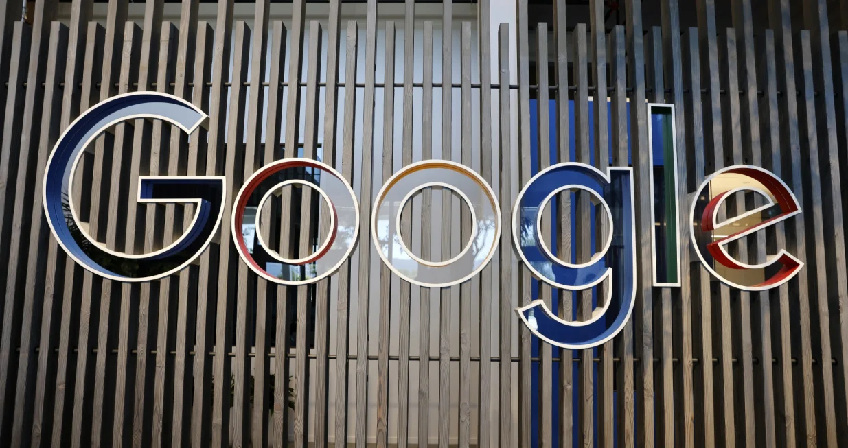 epa09952087 Google logo in the lobby of BV200, Google's new Bay View campus building during a media tour in Mountain View, California, USA, 16 May 2022. Google announced on 16 May the opening of its new Bay View campus in Silicon Valley, representing the company's first time developing its own major campus and the largest to pursue multiple green building certifications. The Bay View campus was designed by architects Bjarke Ingels Group (BIG) and Heatherwick Studio, as well as Google's design and engineering teams and spans 42 acres adjacent to the open space, two office buildings, and 1,00-person event center, and 240 short-term employee accommodations units. The campus incorporates biophilic design principles, including greenery, natural daylight and views outside from every desk to improve the health and wellbeing of those inside the building. The new building is to operate every hour of every day on carbon-free energy by 2030, the first-of-its-kind dragonscale solar skin, as well as nerby wind farms, will power Bay View on carbon-free energy 90 percent of the time. Bay View is 100 percent electric where even the kitchens are electric to decrease carbon emissions. To help deliver on its commitment to replenish 120 percent of the water it comsumes by 2023, the site is net water-positive with all non-potable water demands being met using the recycled water it generates on site. A series of above-ground ponds gather rainwater, combine with building wastewater treatment systems, together serve as a water source for cooling towers, flushing toilets, and landscape irrigation. EPA/JOHN G. MABANGLO/John G. Mabanglo