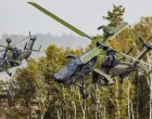 epa10248549 Bundeswehr Tiger combat helicopters fly at the training area during the annual Land Operation Exercise of the German armed forces Bundeswehr in Bergen, northern Germany, 17 October 2022. The exercise is taking place with up to 2,500 soldiers at its core on the Bergen and Munster military training areas in Lower Saxony. EPA/FRIEDEMANN VOGEL/Friedemann Vogel